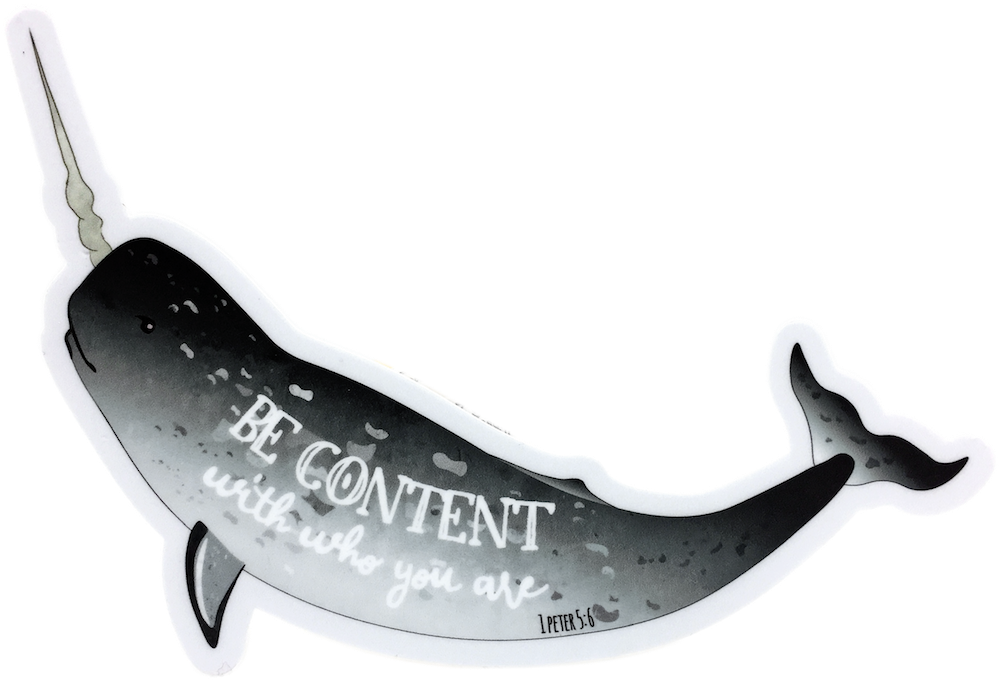Be Content Narwhal Sticker (1000x680), Png Download