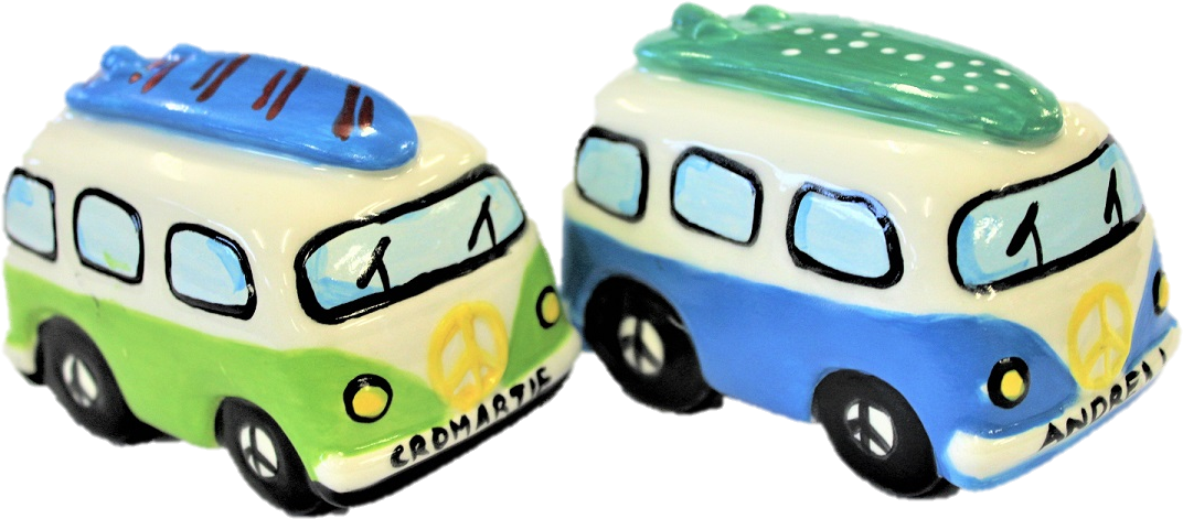 Hippy Surfer Van Figuirine (1167x680), Png Download