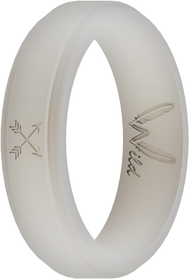 Woman's Pearl White Arrow Silicone Ring - Circle (765x1019), Png Download