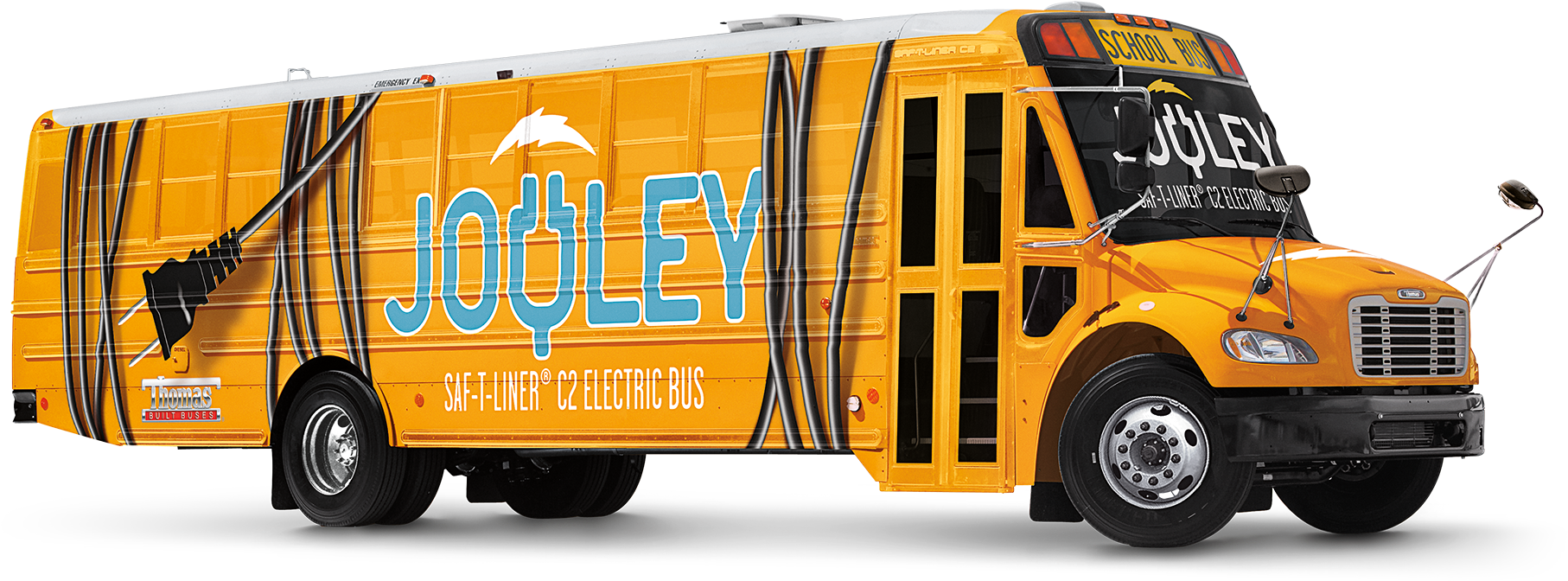 Thomas Built Buses Debuts New Saf T Liner® C2 All Electric - 2019 School Bus (2000x839), Png Download