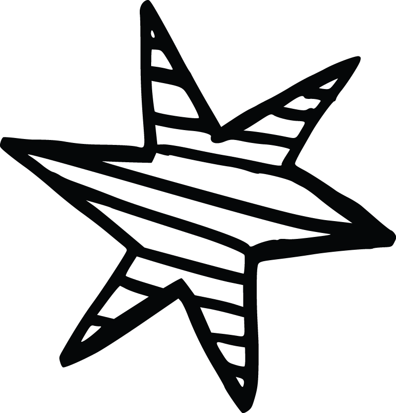 Black Line Star - Line Art (799x835), Png Download