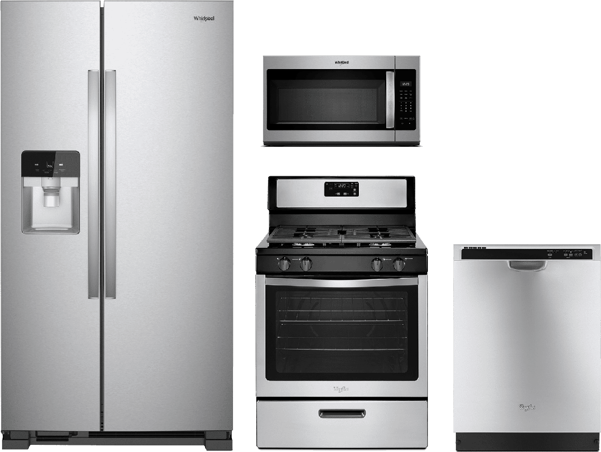Whirlpool® 4 Piece Kitchen Package Stainless Steel - Maytag Fingerprint Resistant 4 Piece Kitchen Suite (1280x1280), Png Download