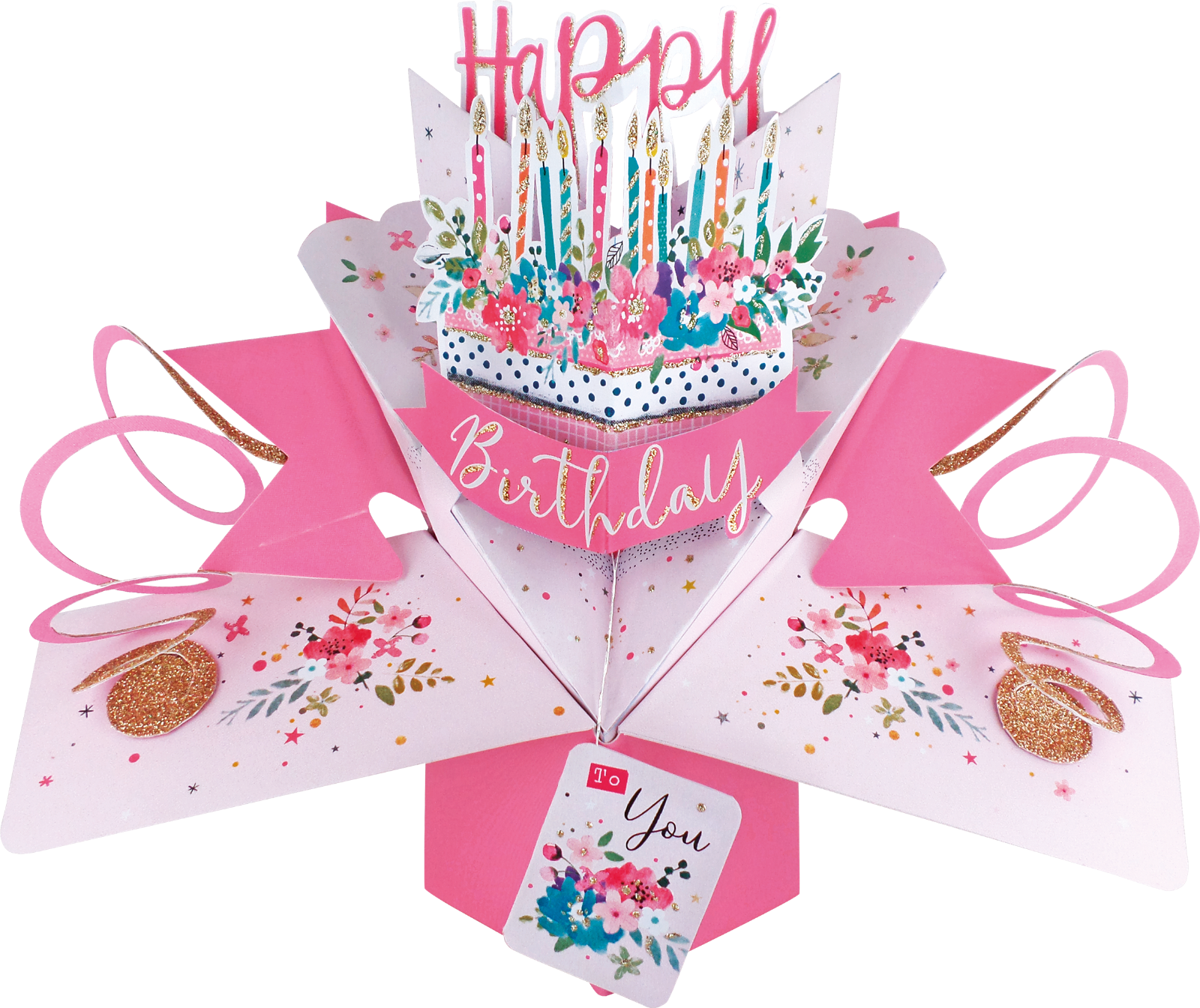 Happy Birthday Cake And Candles Pop-up Greeting Card - Greeting Card (1600x1344), Png Download