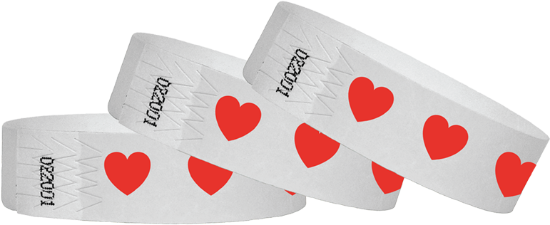 3/4 Tyvek Wristband Hearts - Love (1000x444), Png Download