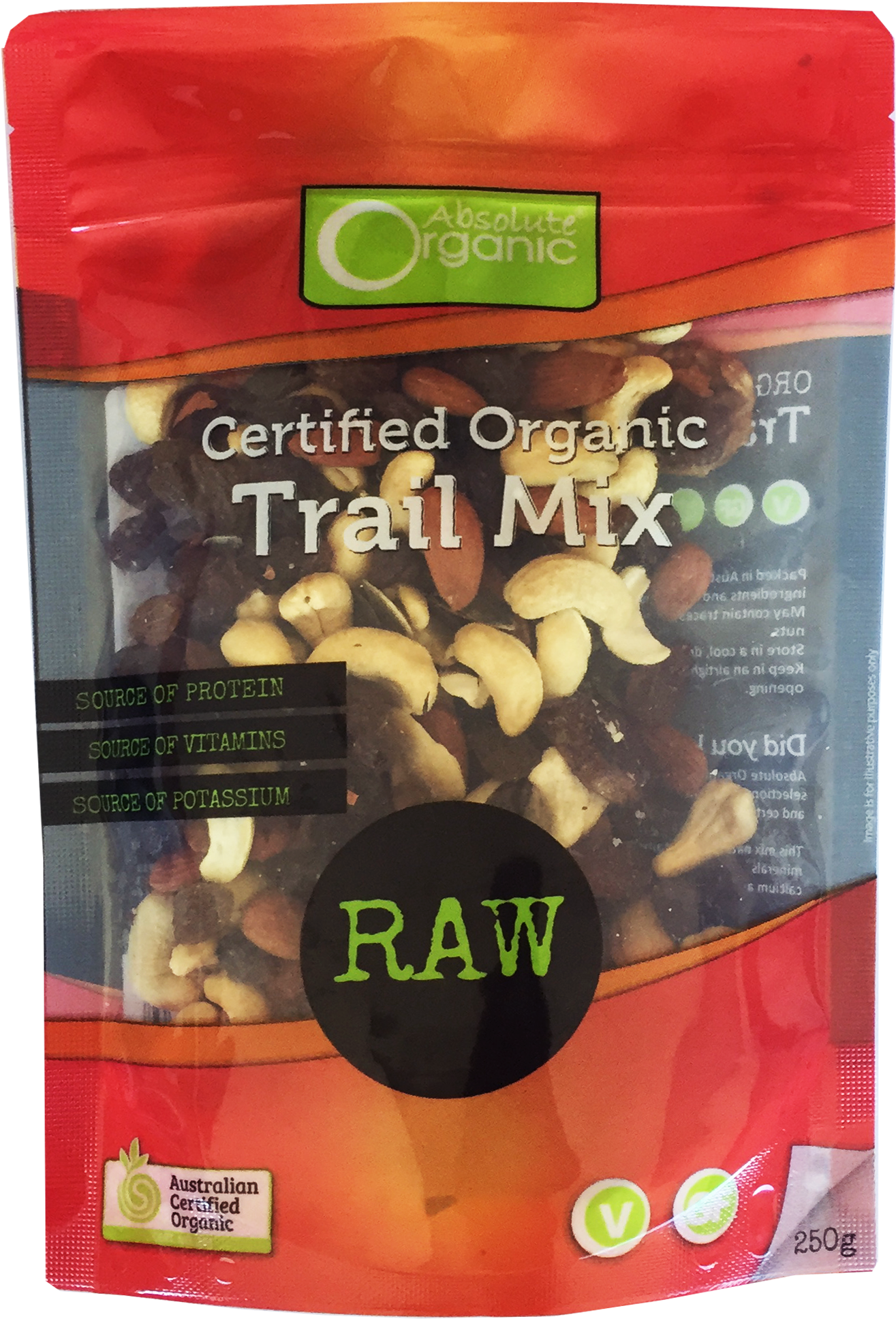 Absolute Organic Trail Mix 250g - Play (1701x2268), Png Download