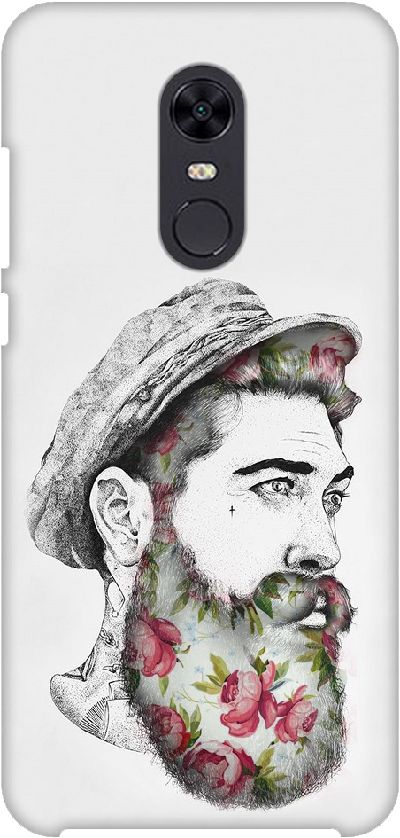 Men Beard Design Tattoo (734x1140), Png Download