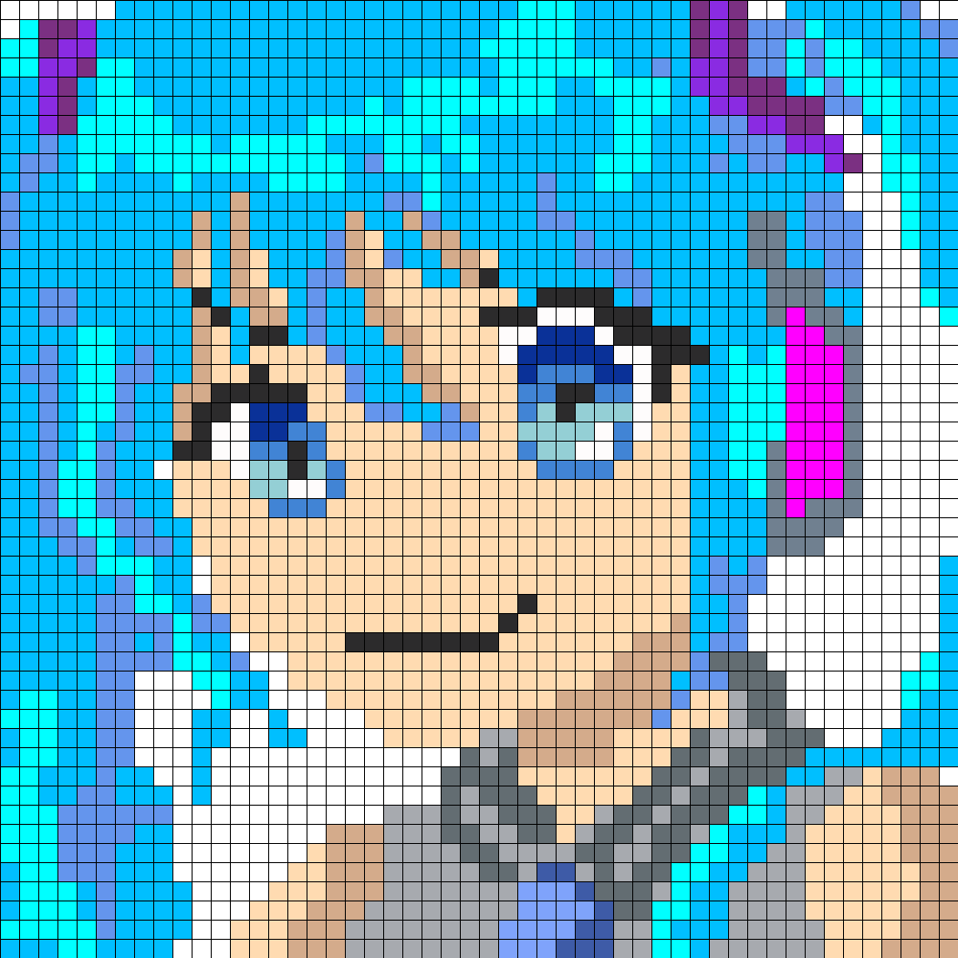 Hatsune Miku - Pixel Art Hatsune Miku Cuadriculado (1050x1050), Png Download