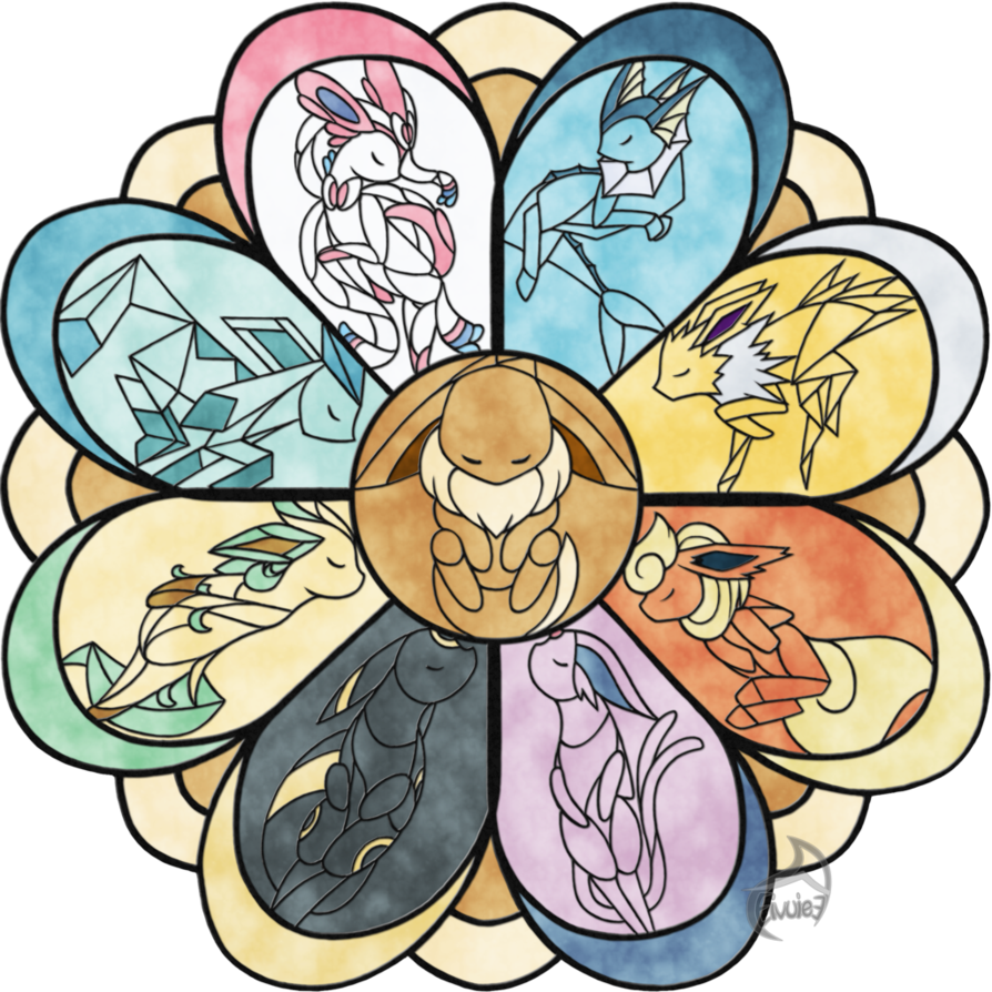 894 X 894 5 - Eeveelutions Stained Glass (894x894), Png Download