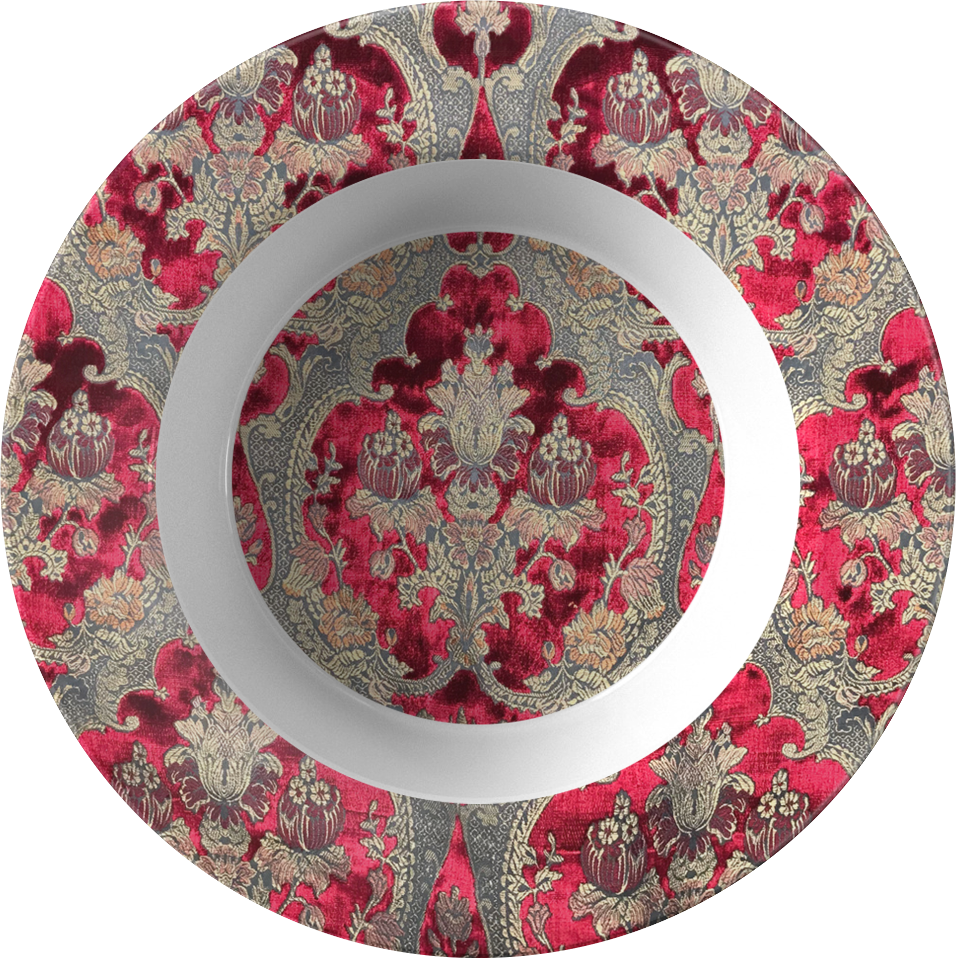 The Red Versailles Italian Velvet Fabric Dinner Bowl - Circle (2000x2000), Png Download