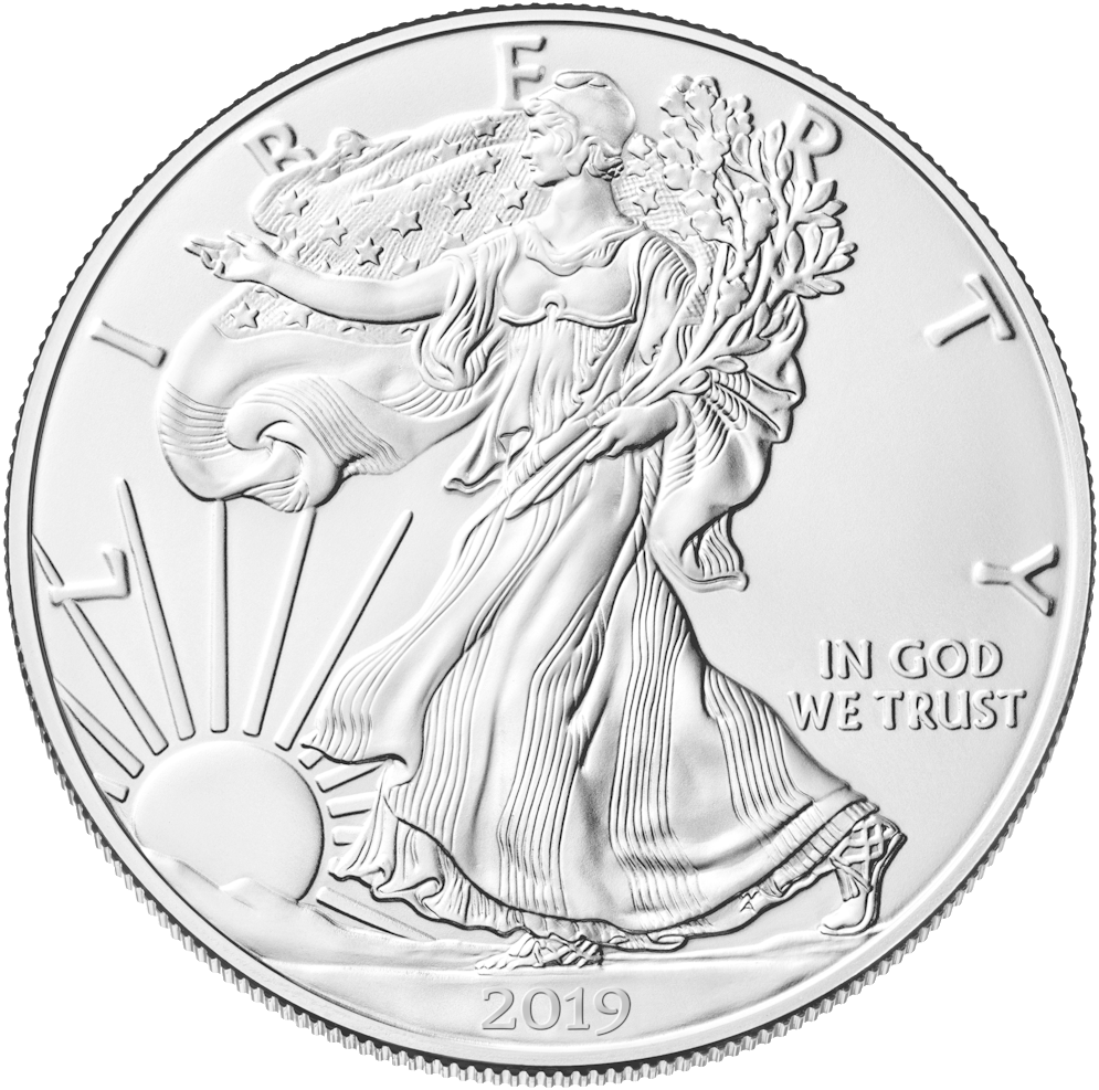 2019 Coins Are Here - 2018 American Silver Eagle (1000x1000), Png Download