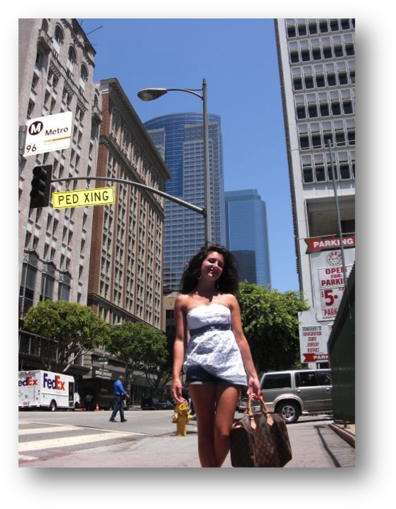 The One Portraying The Mythical Audrey Hepburn Carrying - Girl (571x729), Png Download