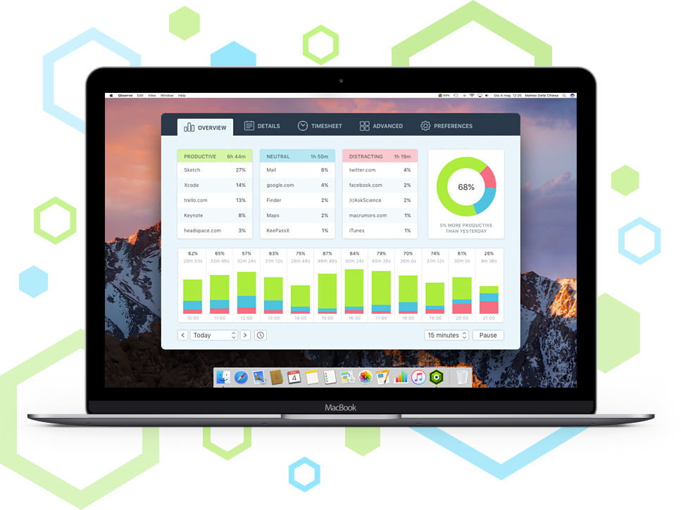 Qbserve App On Macbook Screen - Time Track In Macbook (967x725), Png Download