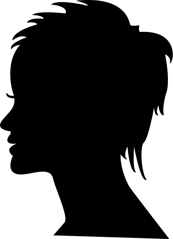 Short Female Hair On Side View Woman Head Silhouette - Head Shadow (709x980), Png Download