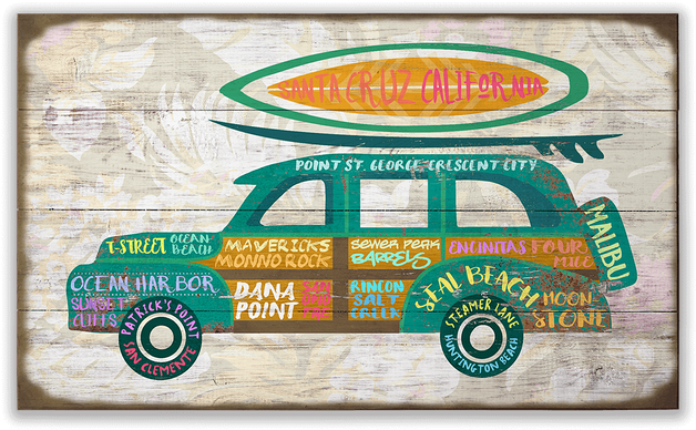 View Zoom California Woody Wagon Car Sign - Vintage Car (730x730), Png Download
