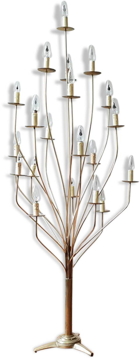 Lamppost Bouquet Jean Royère, 20 Arm Golden Brass, - Sword (482x1232), Png Download