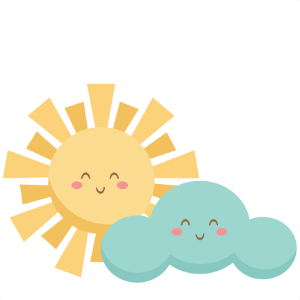Happy Sun And Cloud Svg Scrapbook Cut File Cute Clipart - Cute Sun And Clouds (432x432), Png Download