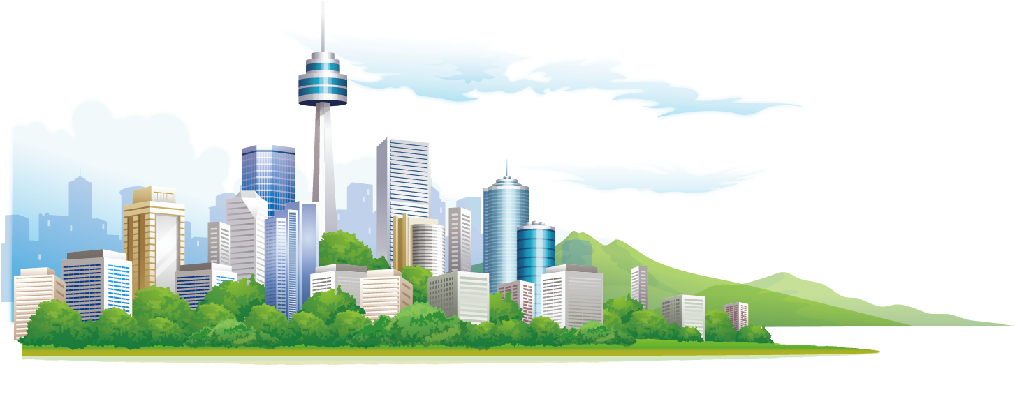 City Building Vector Illustration 1476 - Illustrator Building Vector Png (1476x572), Png Download