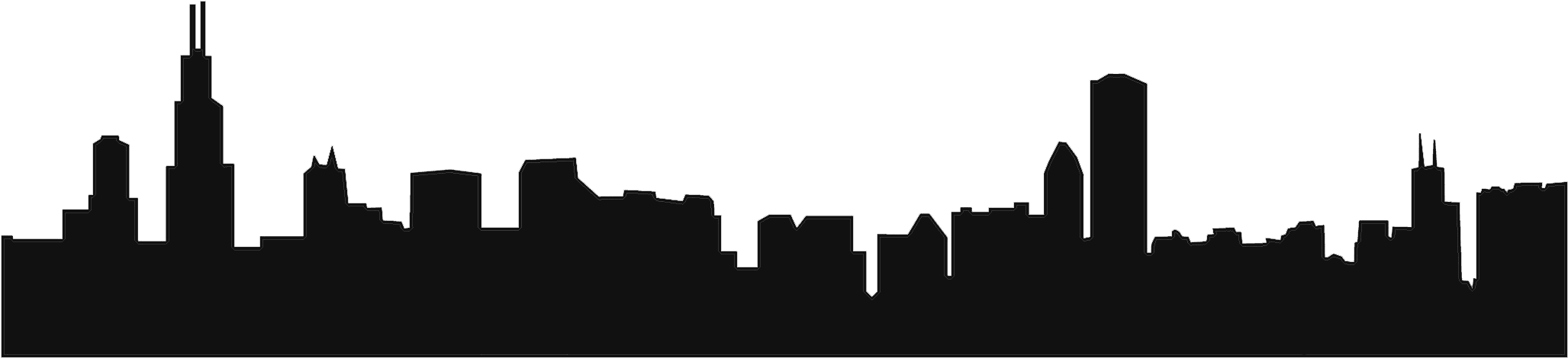 Chicago City Png Svg Library Stock - Skyline (2106x488), Png Download