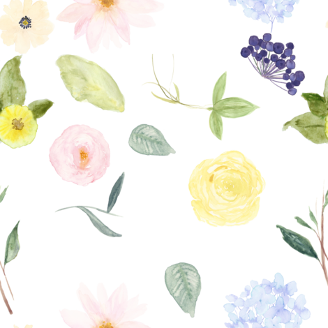 Watercolor Flowers Fabric By Peacefuldreams On Spoonflower - Watercolor Painting (470x470), Png Download
