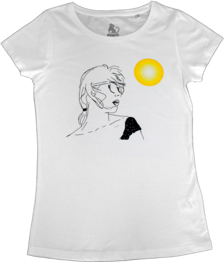 White T-shirt With Sun And Women Motives - Sketch (530x530), Png Download