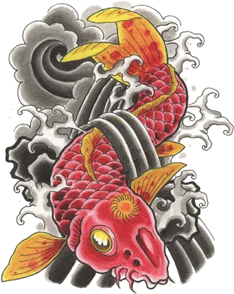 Japanese Image Related Wallpapers - Japanese Koi Tattoo Png (350x434), Png Download