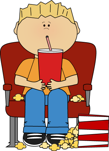Popcorn Clipart Spill - Watching Movies Clipart (348x483), Png Download