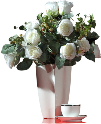 Flowers Vase, Vases, Bulb Vase - White Rose Pot Png (438x500), Png Download