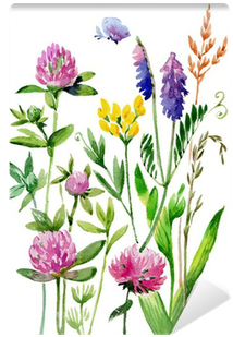 Watercolor Wildflowers And Grasses Wall Mural • Pixers® - Watercolor Painting (400x400), Png Download