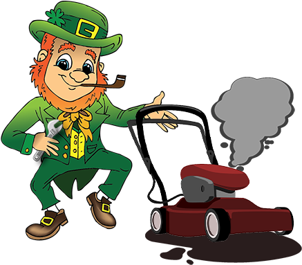 Leprechaun Fixes - Leprechaun Lawn Mower (450x395), Png Download