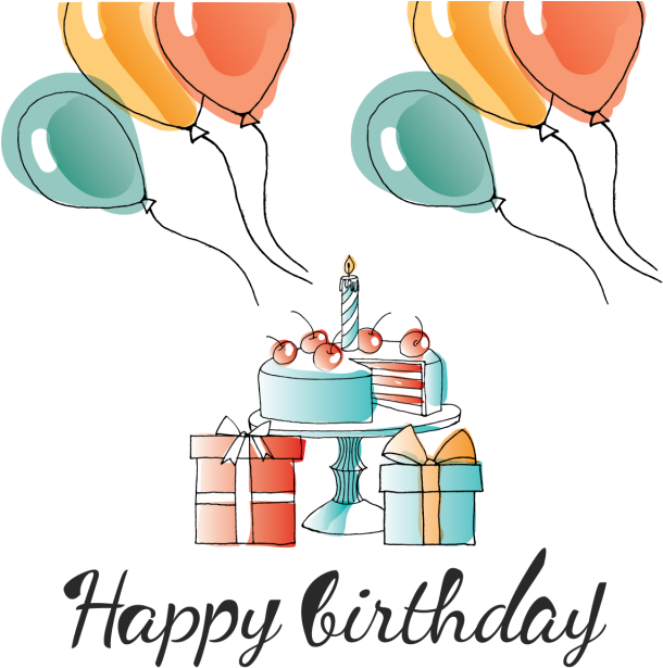 Balloon Theme Happy Birthday With Gift, Party, Gift, - Being Happy (even When You Don't Get What You Want) (640x640), Png Download