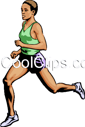 Man Running Race Royalty Free Vector Clip Art Illustration - Lady Running Clip Art (324x480), Png Download