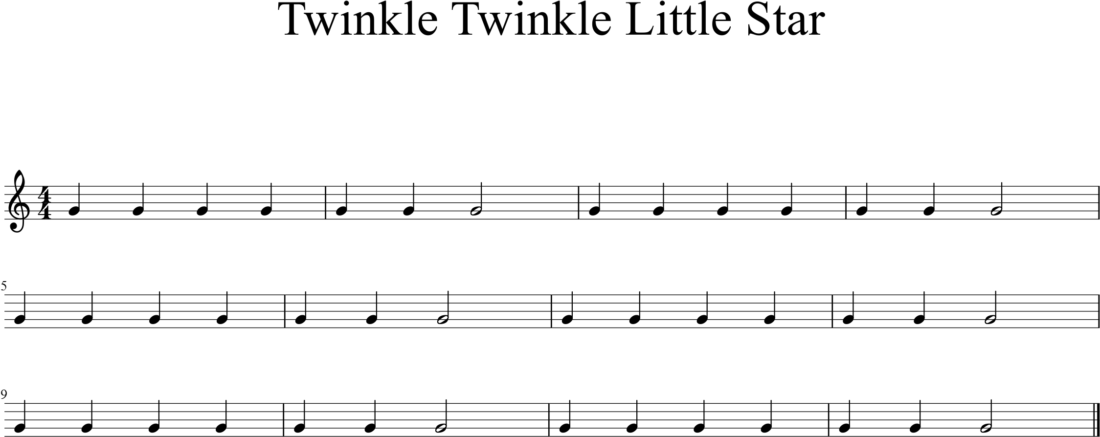 Twinkle Twinkle Little Star Sheet (2289x961), Png Download