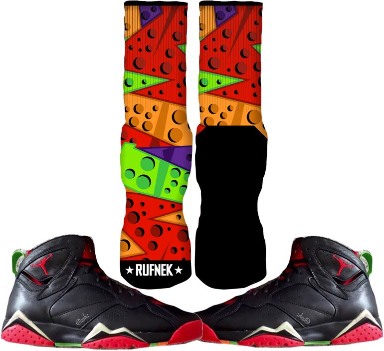Jordan Marvin The Martian 7s Custom Socks - Air Jordan 7 Marvin The Martian Outfits (769x769), Png Download