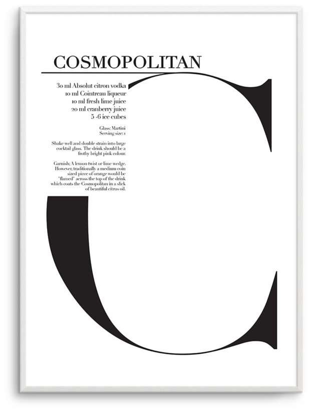 Cosmopolitan Recipe Wall Art Print Or Poster - Circle (812x1023), Png Download