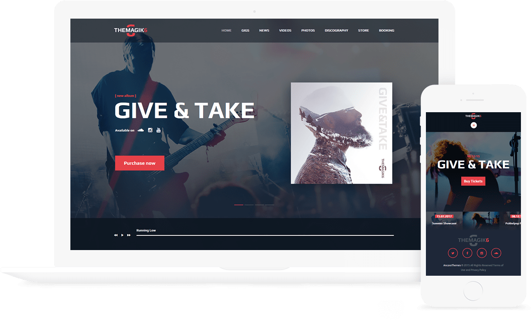 The Magic 6 Music Band & Musician Wordpress Theme - Wordpress (1056x636), Png Download