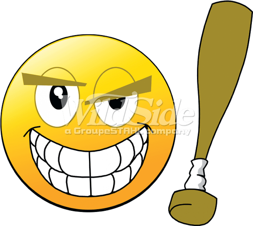 Free Png Download Smiley Face With Baseball Bat Png - Baseball Bat Emoji Png (850x758), Png Download