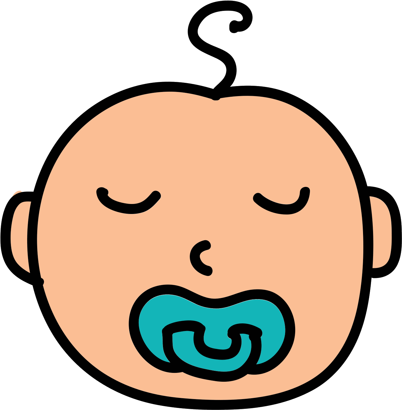 Sleeping Baby Icon - Cartoon Baby Pacifier (1362x1391), Png Download