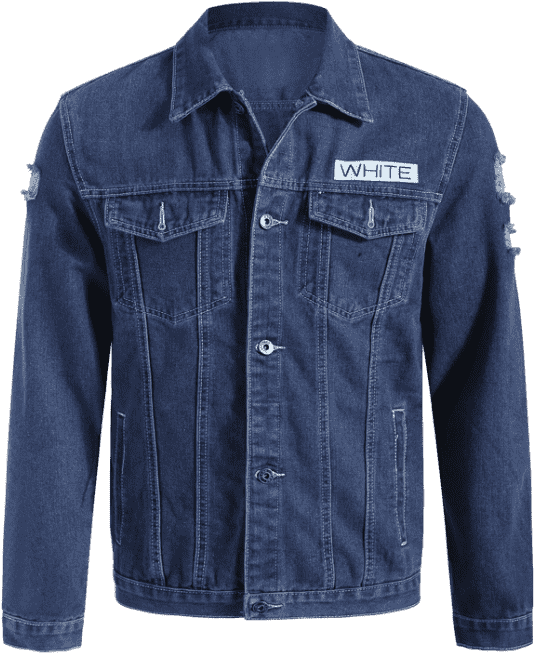 Cheap Graphic Ripped Denim Jacket - Jacket (558x744), Png Download