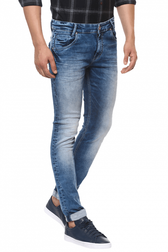Buy Dark Blue Narrow Fit Jeans Online - Pocket (540x810), Png Download