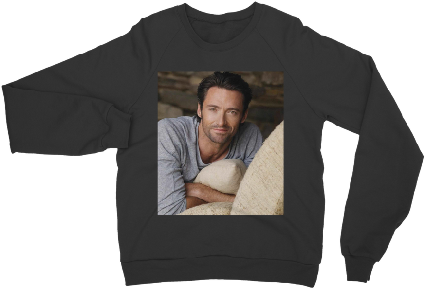 Hugh Jackman Smiling ﻿classic Adult Sweatshirt - Sweater (900x900), Png Download