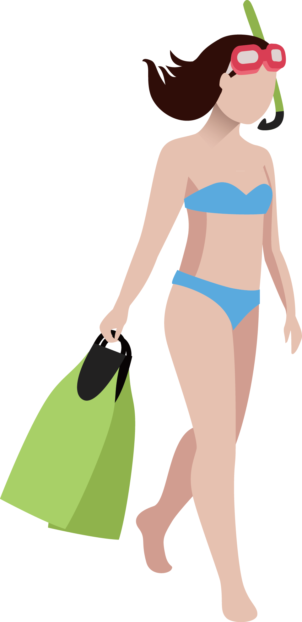 Png Transparent Bikini Clipart Swimming Clothes - صور فتاه تسبح كرتون (962x1976), Png Download