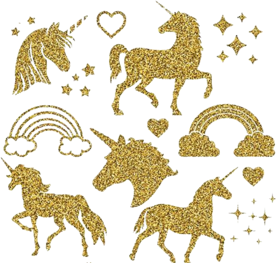 Unicorns Glitter Golden Gold Fantasy (1024x905), Png Download
