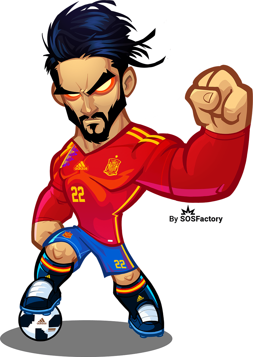 Isco Alarcon Mascot Design - World Cup Russia 2018 Mascotizacion (1000x1413), Png Download