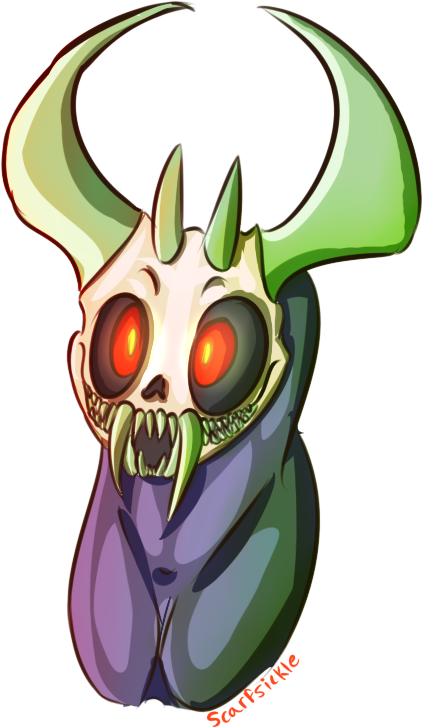 Skull Demon Doodle - Cartoon (464x759), Png Download