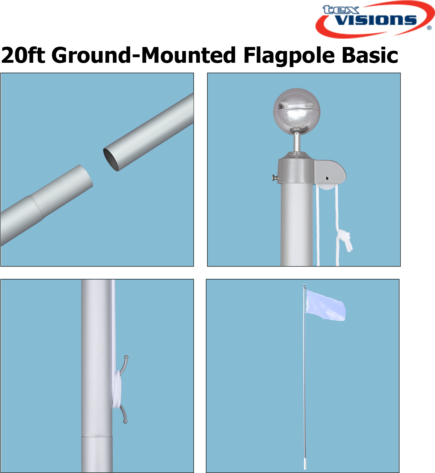 The 20ft Flagpole Is Ideal For Residential Areas, And - Flagpole (1829x1600), Png Download