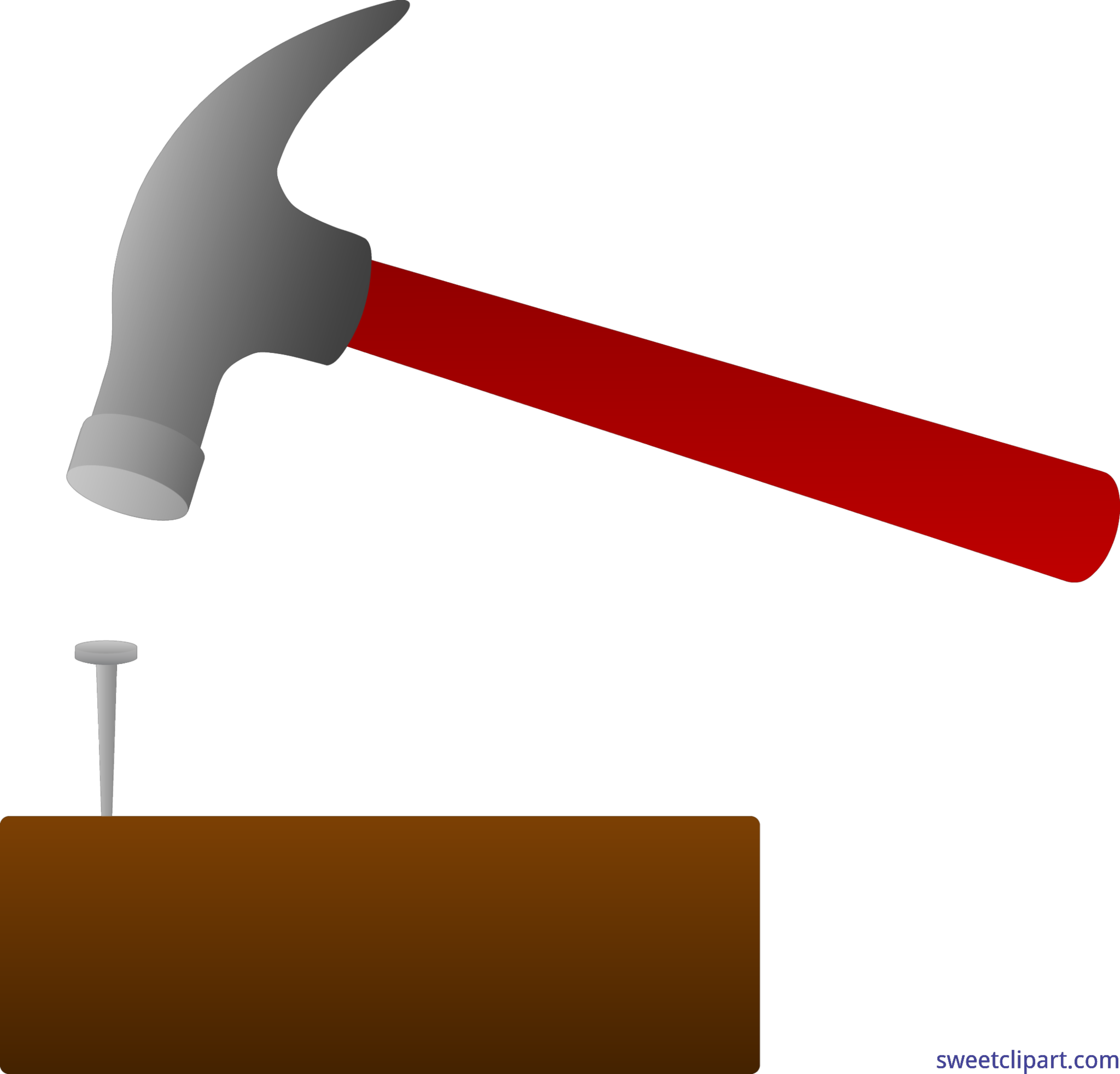 Collection Of Free Hammering Clipart Nail Download - Hammer Hammering A Nail (6145x5888), Png Download