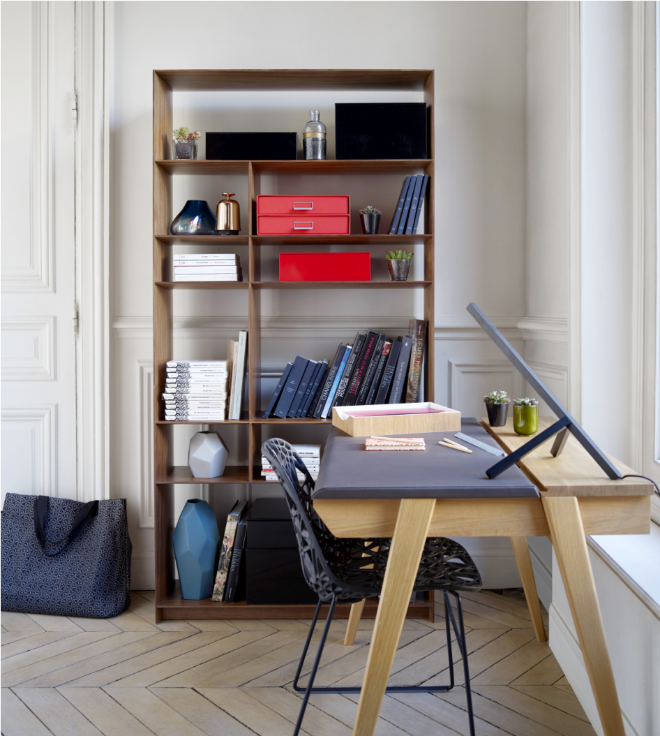 Walnut Shelving Unit - Writing Desk (1050x1300), Png Download