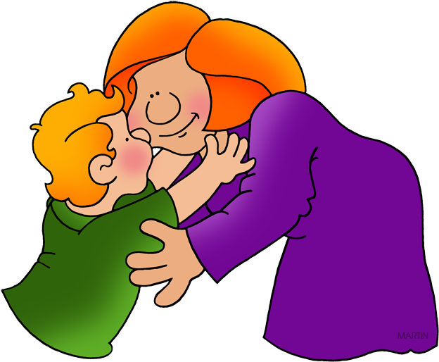 Kisses Clipart Mother Child - Kiss Mom Clip Art (648x522), Png Download
