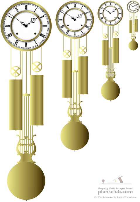 Vienna Regulator Lyre - Quartz Clock (500x708), Png Download