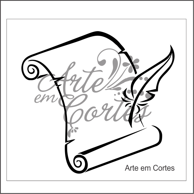 Stêncil Pergaminho - Cod - 16vr024 - Scroll Silhouette (623x623), Png Download